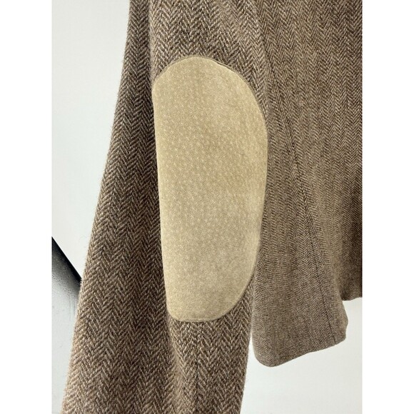VTG Ralph Lauren LRL Brown tweed wool blazer Suede leather elbow pads size 8 Rea - Picture 4 of 13
